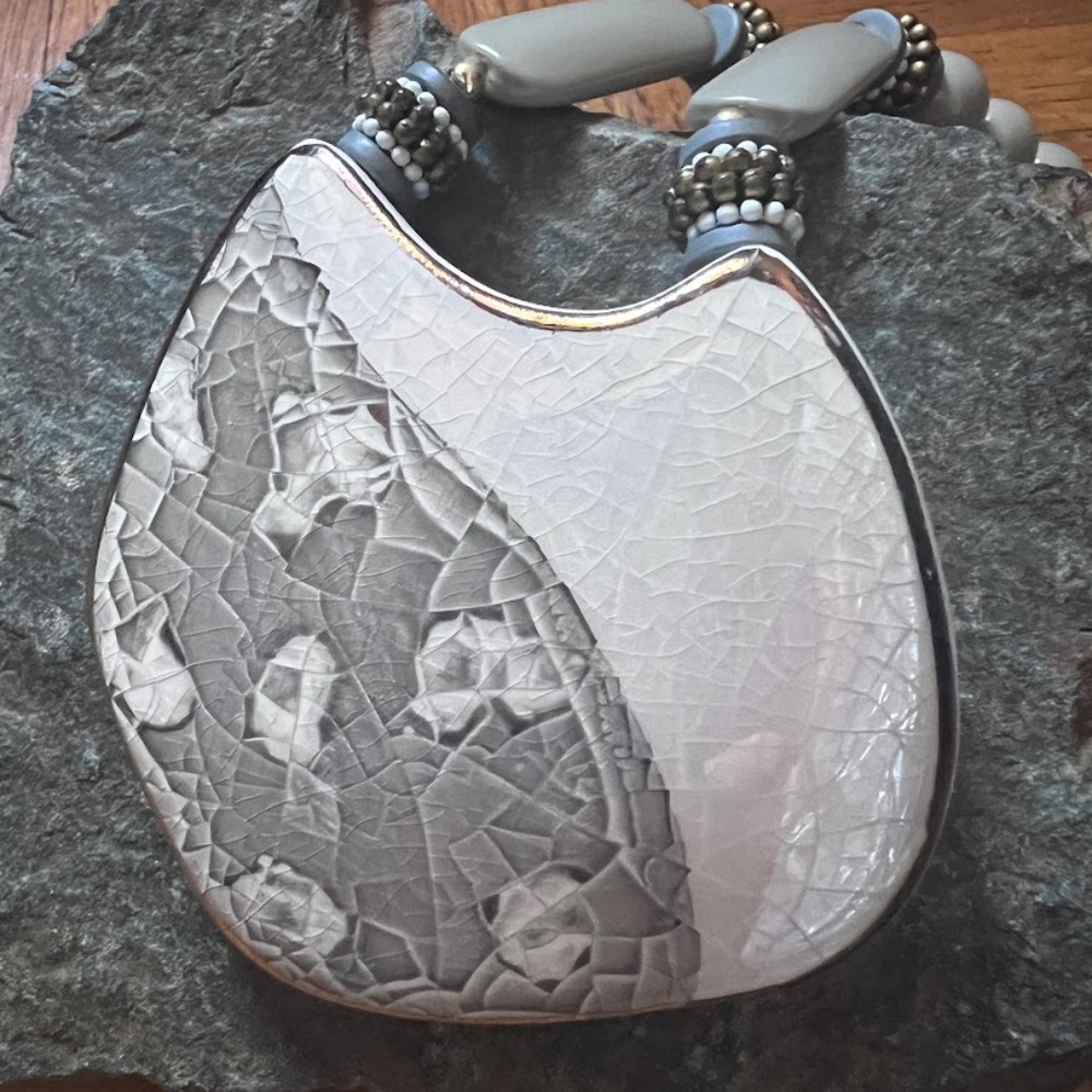 Ceramic Bead & Shell Statement Necklace & Earring… - image 8